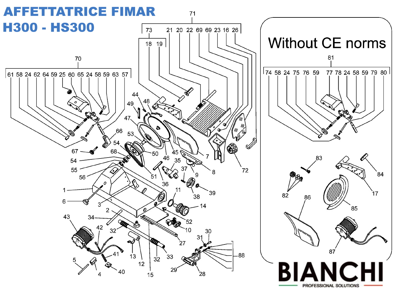 Esploso ricambi affettatrice fimar H300 - HS300